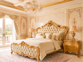 Royal Maroon & Gold Carved Velvet Bed